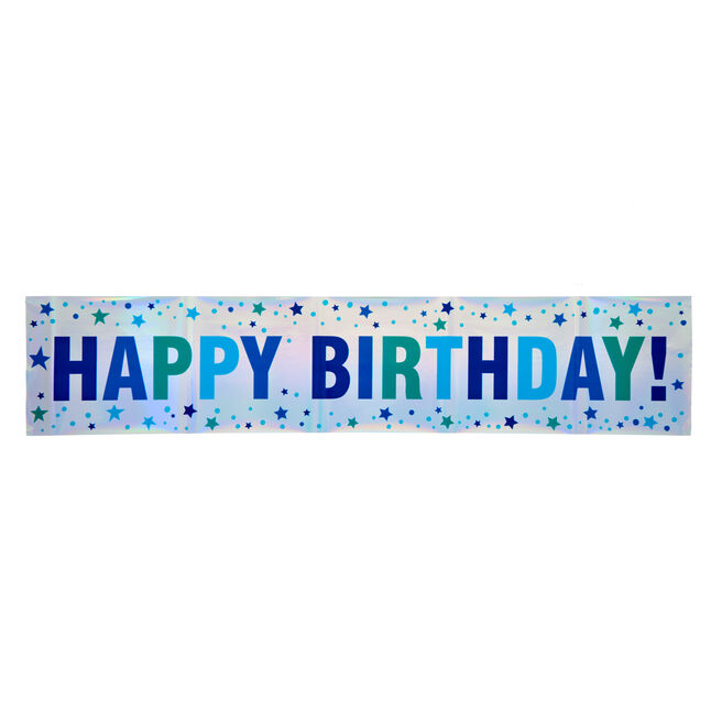 Giant Blue Happy Birthday Banner