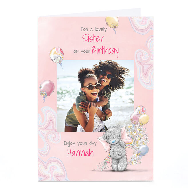 Photo Tatty Teddy Birthday Card - Floating Balloons, Sister