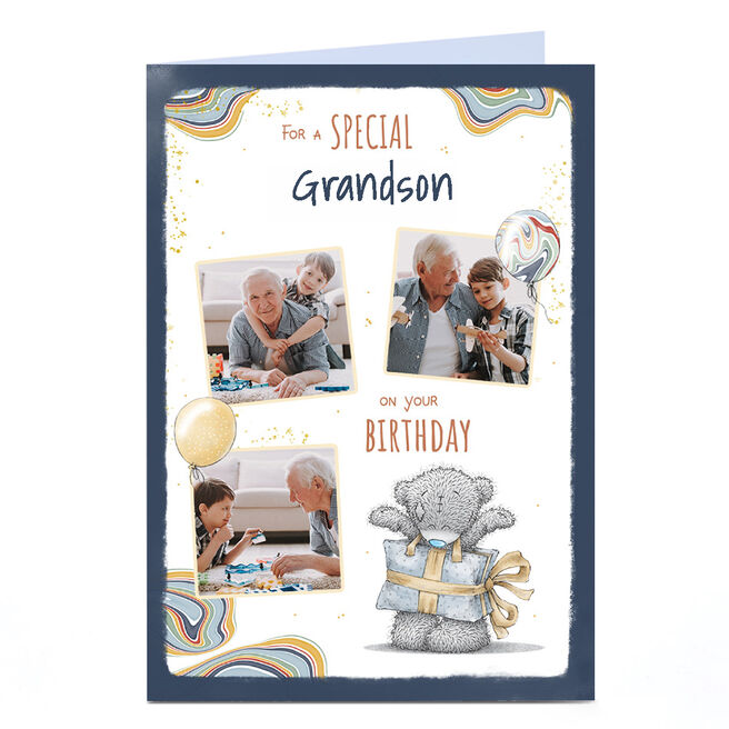 Photo Tatty Teddy Birthday Card - Bear Dressed as a Present