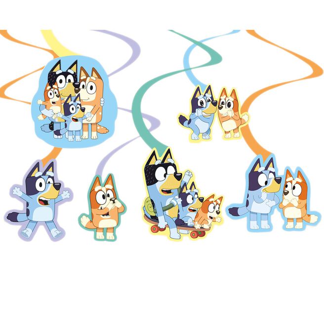 Bluey Swirl Decorations - Pack of 6