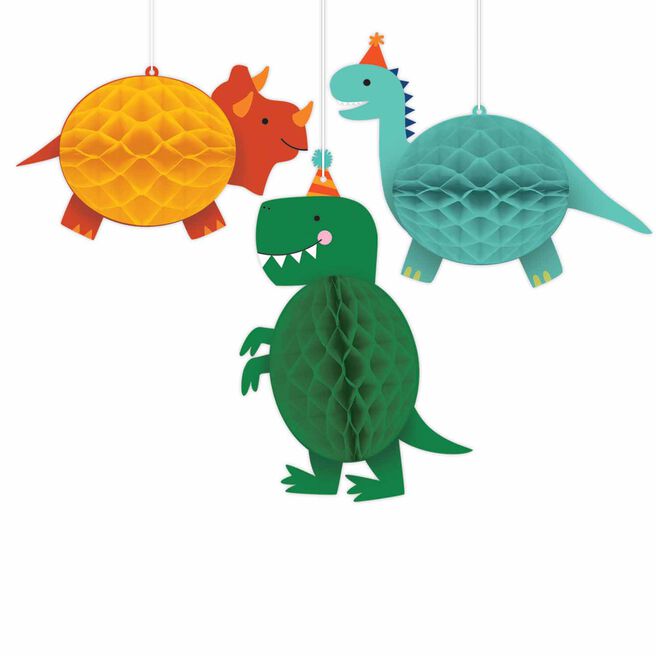 Dino-Mite Honeycomb Party Decorations - Pack of 3