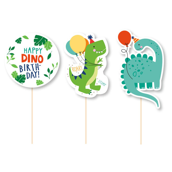 Dino-Mine Birthday Cake Toppers - Pack of 3