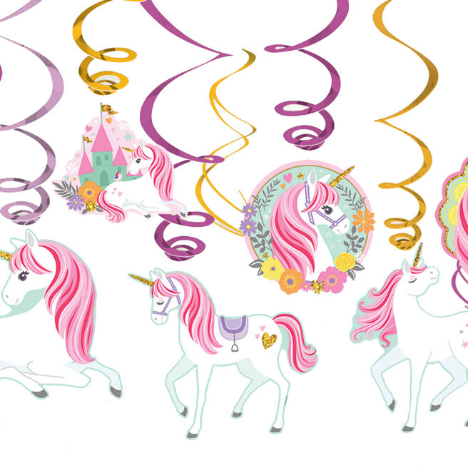 Magical Unicorn Swirl Decorations - Pack of 12