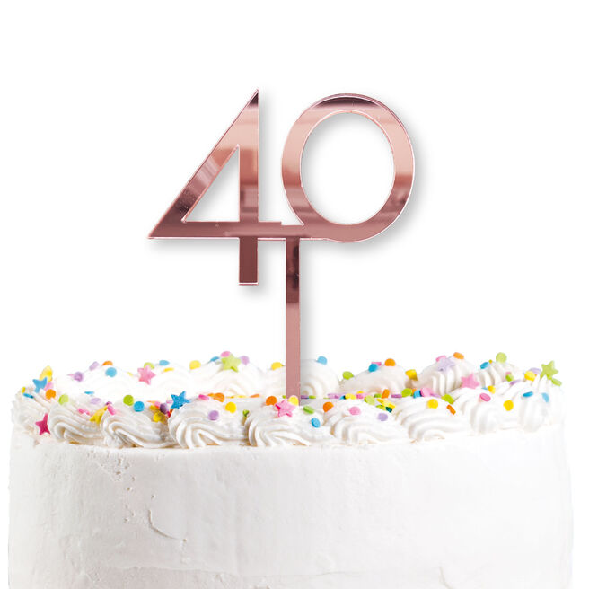 Rose Gold 40th Birthday Cake Topper