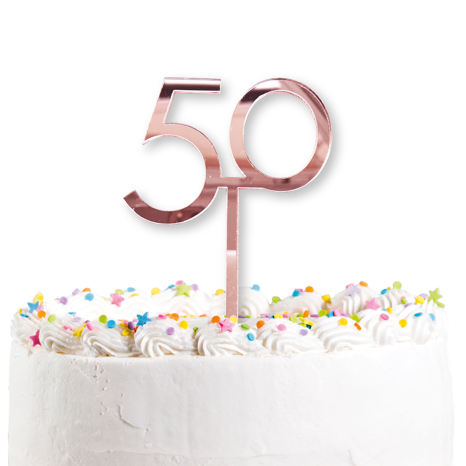 Rose Gold 50th Birthday Cake Topper