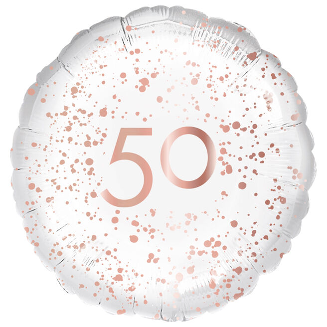 Rose Gold 50th Birthday 18-Inch Foil Helium Balloon