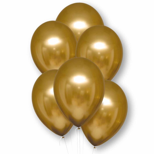 Satin Luxe Gold Latex Balloons - Pack of 6