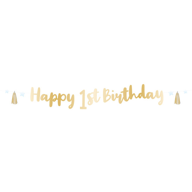 Blue and Gold 1st Birthday Letter Banner