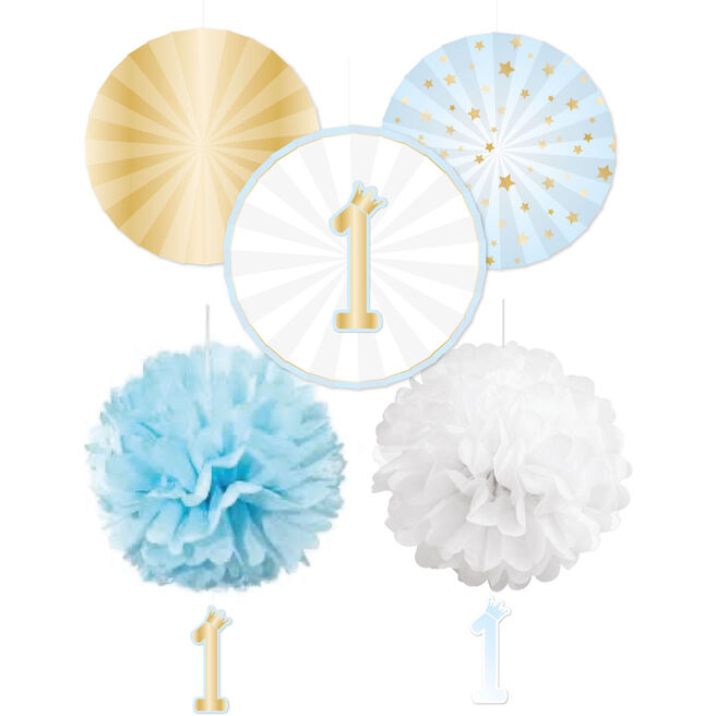 Blue 1st Birthday Decorations - Pack of 5