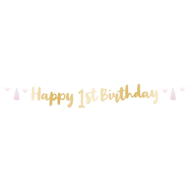 Pink and Gold 1st Birthday Letter Banner