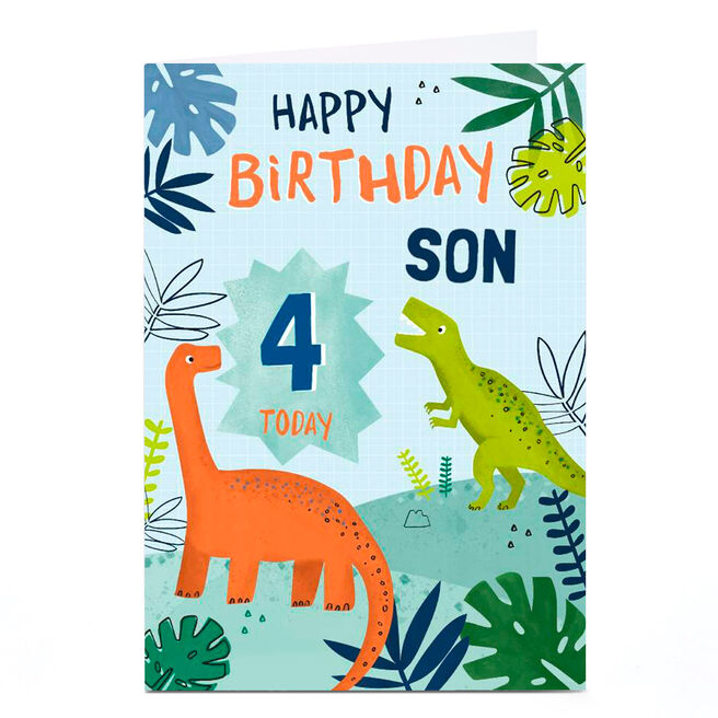 Personalised Birthday Card - Dinosaurs Son, Any Age