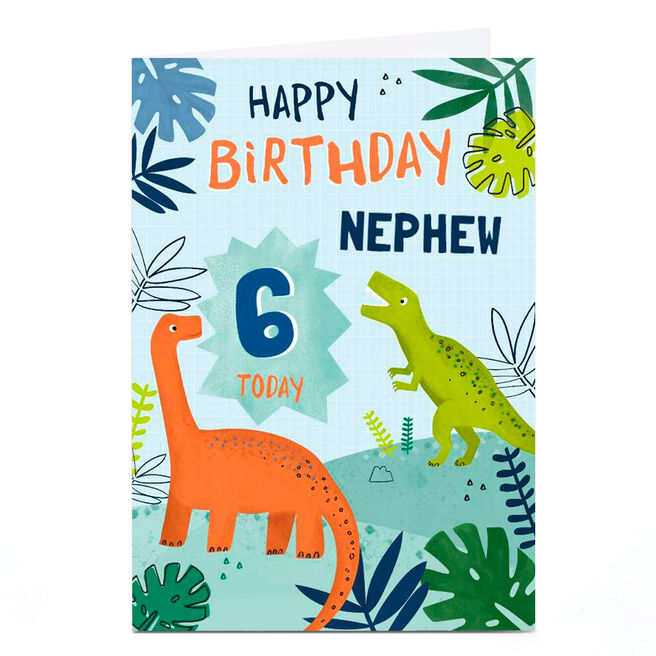 Personalised Birthday Card - Dinosaurs Nephew, Any Age