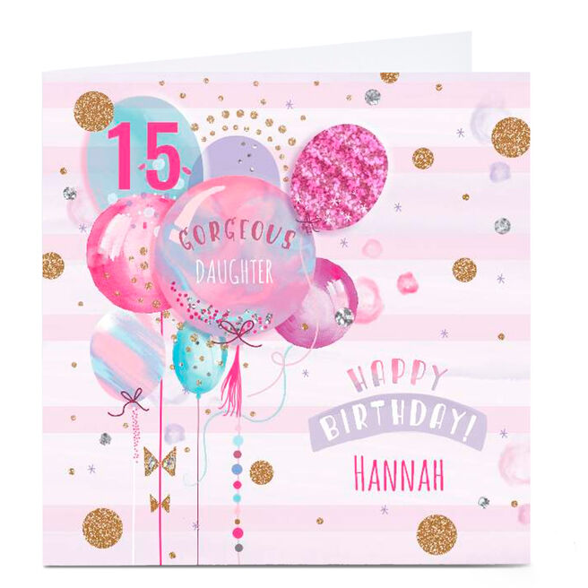 Personalised Birthday Card - Pastel Balloons Daughter, Any Age