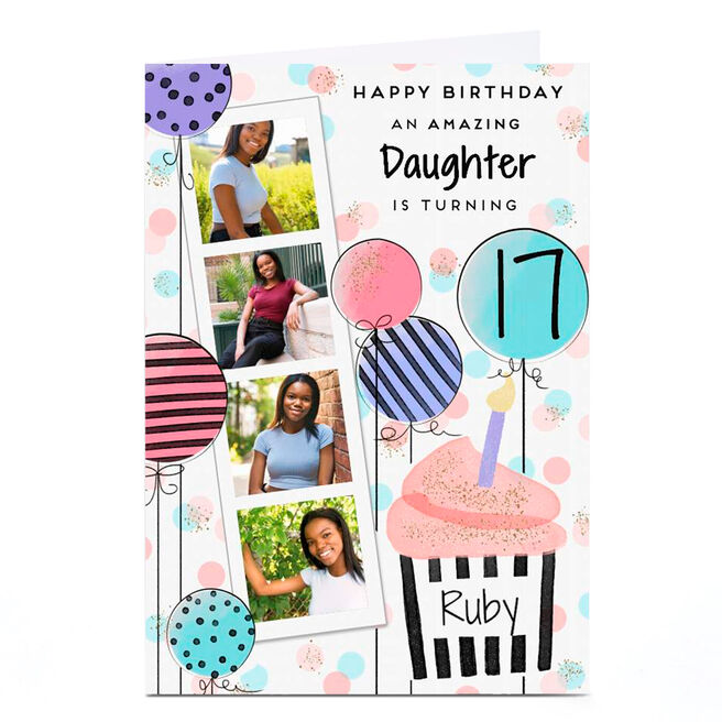 Photo Birthday Card - Polaroid Strip Daughter, Any Age