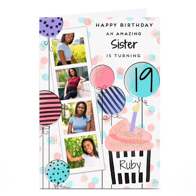 Photo Birthday Card - Polaroid Strip Sister, Any Age