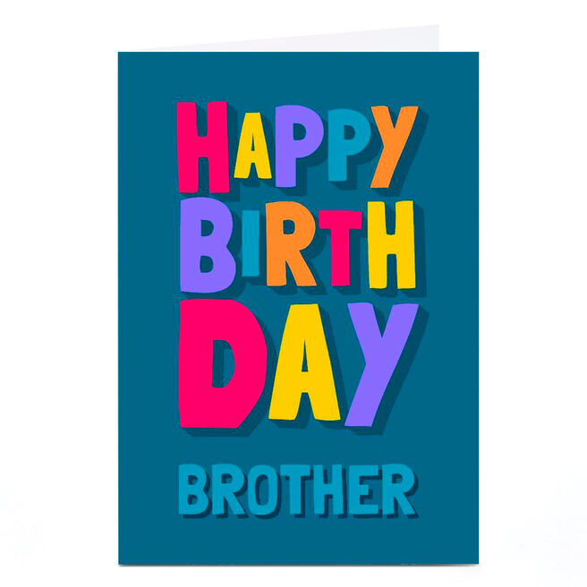 Personalised Birthday Card - Colourful Letters, Brother