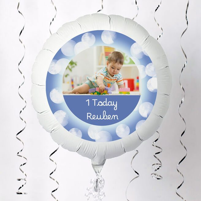 Photo Upload Balloon - Blue Border, Any Photo and Message